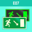Знак E07 «Направление к эвакуационному выходу направо вниз» (фотолюм. пленка, 300х150 мм)